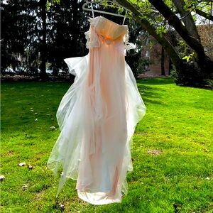 Wedding dress/Handmade by me/brand new/size XS, blush pink dress, one of a kind